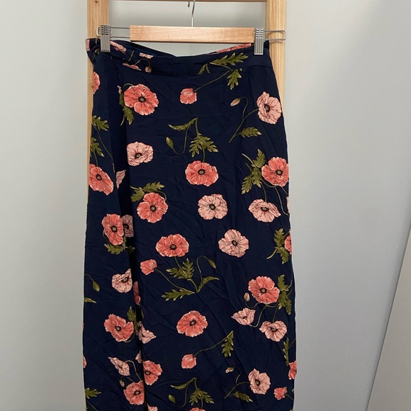 Princess Highway Wrap MIDI Skirt Size 10 Navy Blue Pink Green Floral Print - Picture 2 of 3